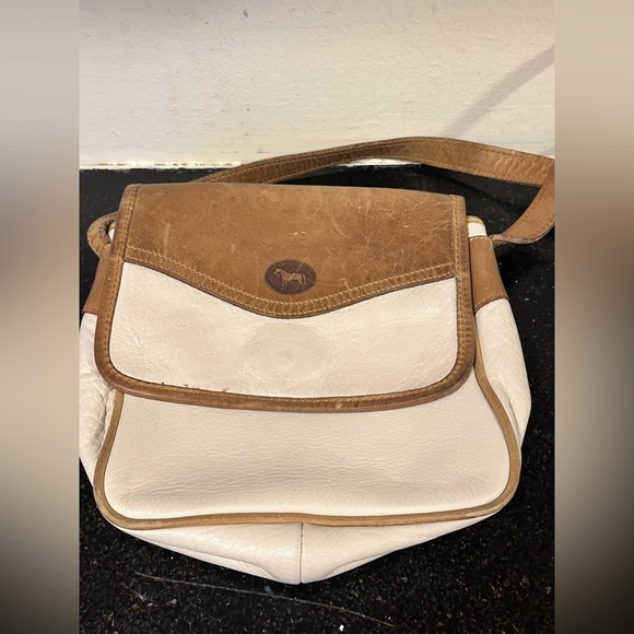 Handbags - Harness Collection by Michael Bianco Brown & White Crossbody Saddle Bag